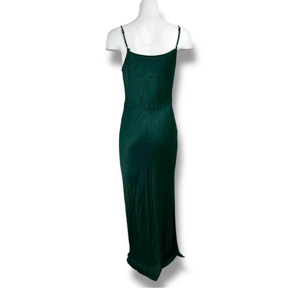 BHLDN Anthropologie Cali Satin Charmeuse MIDI Dress in Dark Emerald M Medium - Picture 6 of 9